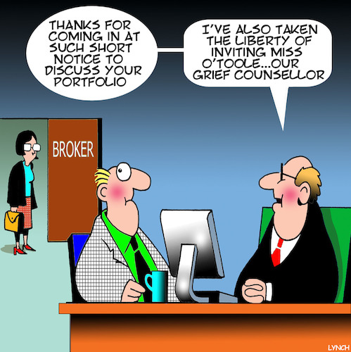 Cartoon: Broker (medium) by toons tagged broker,grief,councillor,management,going,broke,share,portfolio,investments,broker,grief,councillor,management,going,broke,share,portfolio,investments