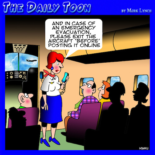 Cartoon: Emergency evacuation (medium) by toons tagged flight,attendants,announcements,evacuate,exit,post,online,emergency,flight,attendants,announcements,evacuate,exit,post,online,emergency