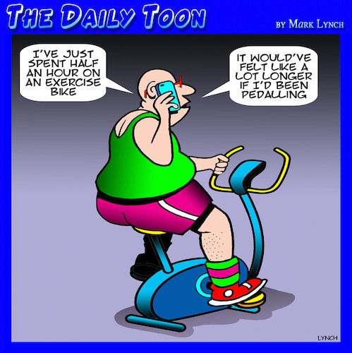 exercise bike cartoon