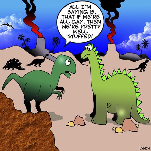 Cartoon: Gay Dinosaurs (medium) by toons tagged dinosaurs,prehistoric,history,gay,same,marriage,animal,behaviour,extinction,endangered,species,dinosaurs,prehistoric,history,gay,same,sex,marriage,animal,behaviour,extinction,endangered,species