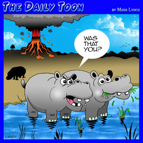 Cartoon: Hippos (medium) by toons tagged farting,farts,volcanos,hippo,farting,farts,volcanos,hippo