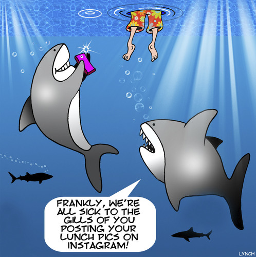 Cartoon: Instagram (medium) by toons tagged shark,feeding,frenzy,instagram,post,photos,online,animals,attack,shark,feeding,frenzy,instagram,post,photos,online,animals,attack