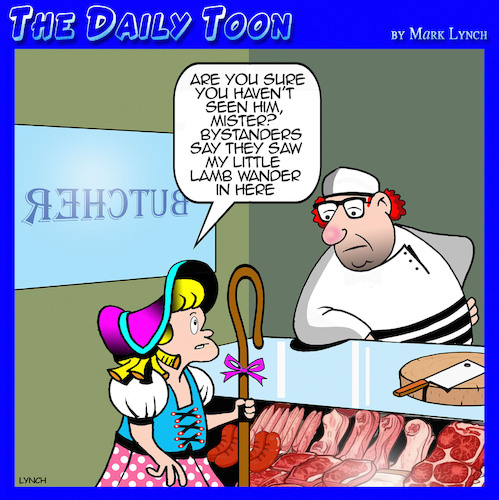 Cartoon: Mary had a little lamb (medium) by toons tagged butchers,fairy,tales,lamb,chops,butchers,fairy,tales,lamb,chops