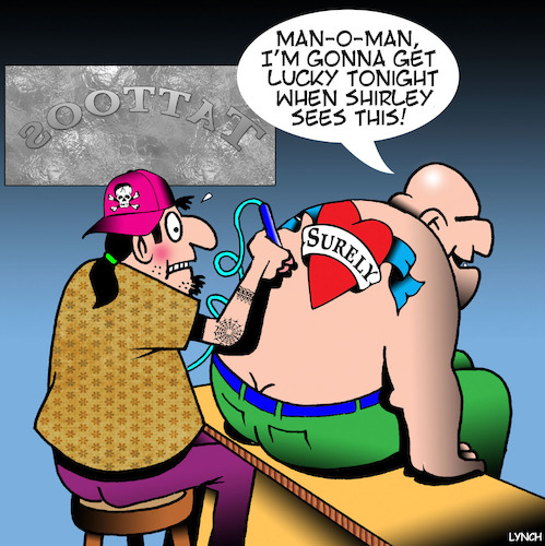 Cartoon: Misspelt tattoo (medium) by toons tagged tatto,parlour,misspelt,tattoo,surely,shirley,tatto,parlour,misspelt,tattoo,surely,shirley