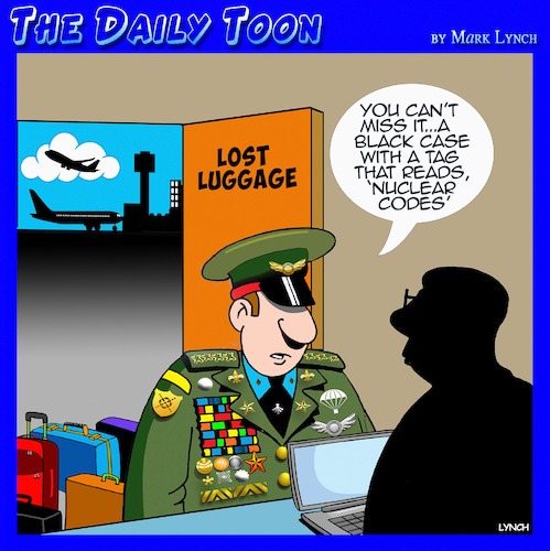 Cartoon: Nuclear codes (medium) by toons tagged lost,luggage,army,generals,nuclear,codes,case,lost,luggage,army,generals,nuclear,codes,case