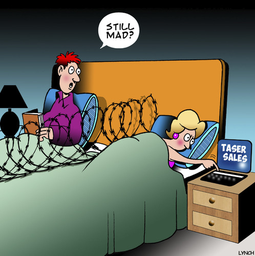 Cartoon: Still mad (medium) by toons tagged arguements,still,mad,taser,barbed,wire,arguements,still,mad,taser,barbed,wire