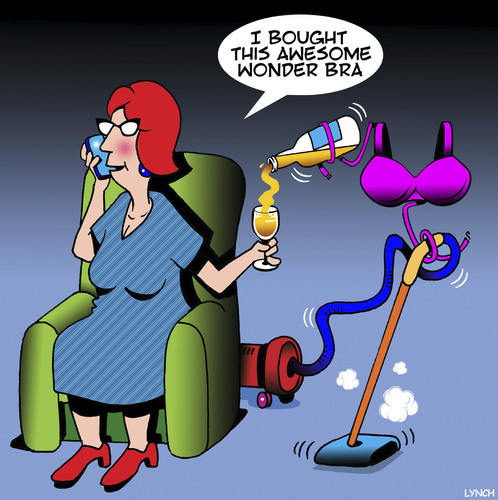 Cartoon: Wonder bra (medium) by toons tagged wonder,bra,underwear,womens,clothing,housework,womans,vacuum,pouring,wine,wonder,bra,underwear,womens,clothing,housework,womans,vacuum,pouring,wine