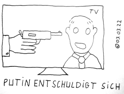 Cartoon: Putin entschuldigt sich (medium) by Müller tagged putin,krieg,ukraine