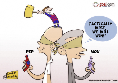 Cartoon: pre Supercopa de Espana (medium) by omomani tagged supercopa,de,espana,messi,guardiola,mourinho,argentina,spain,portugal,barcelona,real,madrid,la,liga,soccer,football,hammer