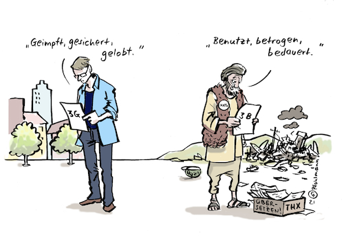 Cartoon: 3B-Regel für Ortskräfte (medium) by Pfohlmann tagged afghanistan,ortskräfte,taliban,nato,bundeswehr,krieg,militäreinsatz,militär,truppenabzug,usa,kabul,flughafen,asyl,flucht,3g,corona,westen,sicherheit,impfung,geimpft,getestet,genesen,verrat,dolmetscher,afghanistan,ortskräfte,taliban,nato,bundeswehr,krieg,militäreinsatz,militär,truppenabzug,usa,kabul,flughafen,asyl,flucht,3g,corona,westen,sicherheit,impfung,geimpft,getestet,genesen,verrat,dolmetscher