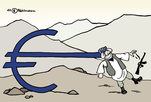 Cartoon: Aussteigerprogramm II (medium) by Pfohlmann tagged taliban,afghanistan,aussteigerprogramm,deutschland,außenminister,westerwelle,strategie,euro,antiterrorkampf,taliban,afghanistan,aussteigerprogramm,deutschland,außenminister,guido westerwelle,strategie,euro,antiterrorkampf,terror,terrorismus,guido,westerwelle