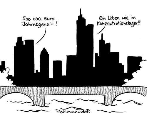 Cartoon: Bankenviertel (medium) by Pfohlmann tagged bankenkrise,finanzkrise,sinn,ifo,juden,konzentrationslager,kz,bankenviertel,frankfurt,skyline,finanzkrise,krise,finanzen,wirtschaftskrise,wirtschaft,geld,pleite,bankrott,bank,banken,banker,bankenkrise,ifo,hans werner sinn,konzentrationslager,kz,bankenviertel,frankfurt,skyline,manager,gehalt,lohn,verdienst,drittes reich,hans,werner,sinn,drittes,reich,antisemitismus