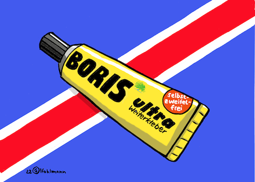 Cartoon: Boris ultra (medium) by Pfohlmann tagged boris,uhu,klebstoff,kleber,rücktritt,johnson,großbritannien,premier,tories,selbstzweifel,skandale,affären,boris,uhu,klebstoff,kleber,rücktritt,johnson,großbritannien,premier,tories,selbstzweifel,skandale,affären