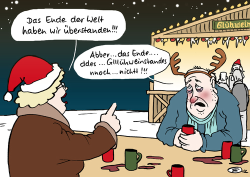 Cartoon: Das Ende (medium) by Pfohlmann tagged karikatur,cartoon,color,farbe,2012,weltuntergang,mayakalender,weihnachtsmarkt,christkindlmarkt,glühwein,glühweinstand,ende,weihnachten,alkohol,karikatur,cartoon,color,farbe,2012,weltuntergang,mayakalender,weihnachtsmarkt,christkindlmarkt,glühwein,glühweinstand,ende,weihnachten,alkohol