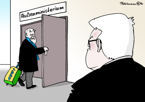 Cartoon: Der Außenseehofer (medium) by Pfohlmann tagged karikatur,cartoon,2016,color,deutschland,außenminister,steinmeier,seehofer,auslandsreisen,ungarn,csu,große,koalition,spd,russland,koffer,reisen,außenministerium,regierung,bundesregierung,übernahme,neuer,funktion,karikatur,cartoon,2016,color,deutschland,außenminister,steinmeier,seehofer,auslandsreisen,ungarn,csu,große,koalition,spd,russland,koffer,reisen,außenministerium,regierung,bundesregierung,übernahme,neuer,funktion