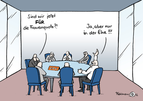 Cartoon: Ehequote (medium) by Pfohlmann tagged karikatur,cartoon,farbe,color,2012,deutschland,bundesrat,länder,bundesländer,cdu,frauenquote,quote,ehe,abstimmung,gesetz,föderalismus,gesetzgebung,unternehmen,wirtschaft,vorstand,aufsichtsrat,gleichberechtigung,frau,frauen,frauenpolitik,gleichstellung,karikatur,cartoon,farbe,color,2012,deutschland,bundesrat,länder,bundesländer,cdu,frauenquote,quote,ehe,abstimmung,gesetz,föderalismus,gesetzgebung,unternehmen,wirtschaft,vorstand,aufsichtsrat,gleichberechtigung,frau,frauen,frauenpolitik,gleichstellung