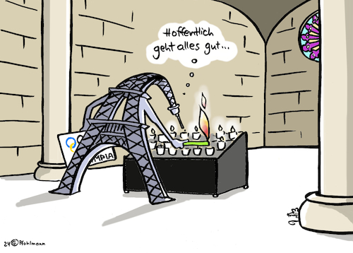 Cartoon: Eiffelturm Opferkerze (medium) by Pfohlmann tagged eiffelturm,paris,olympiade,olympische,spiele,sport,kerze,opferkerze,kirche,glaube,christlich,gebet,stoßgebet,terror,frieden,bitte,feuer,flamme,sicherheit,eiffelturm,paris,olympiade,olympische,spiele,sport,kerze,opferkerze,kirche,glaube,christlich,gebet,stoßgebet,terror,frieden,bitte,feuer,flamme,sicherheit