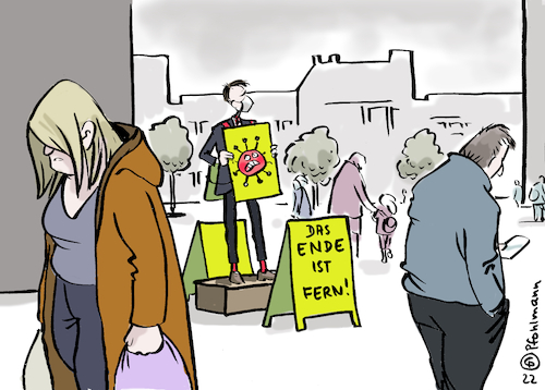 Cartoon: Ende fern (medium) by Pfohlmann tagged corona,pandemie,gesundheitsminister,warnung,inzidenz,lauterbach,maskenpflicht,infektionsschutzgesetz,wachturm,corona,pandemie,gesundheitsminister,warnung,inzidenz,lauterbach,maskenpflicht,infektionsschutzgesetz,wachturm