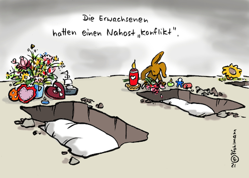 Cartoon: Erwachsenen-Konflikt (medium) by Pfohlmann tagged nahost,naher,osten,nahostkonflikt,israel,palästinenster,krieg,kinder,opfer,zivilisten,erwachsene,grab,tod,sterben,nahost,naher,osten,nahostkonflikt,israel,palästinenster,krieg,kinder,opfer,zivilisten,erwachsene,grab,tod,sterben