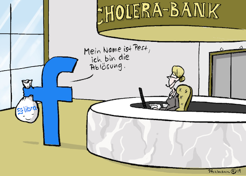 Cartoon: Facebook-Pest Libra (medium) by Pfohlmann tagged 2019,facebook,währung,libra,geld,geldpolitik,banken,institute,kreditinstitute,pest,cholera,finanzpolitik,finanzen,macht,machtanspruch,2019,facebook,währung,libra,geld,geldpolitik,banken,institute,kreditinstitute,pest,cholera,finanzpolitik,finanzen,macht,machtanspruch