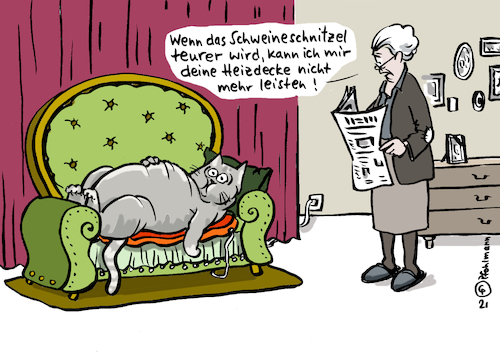 Cartoon: Fleisch oder Decke (medium) by Pfohlmann tagged grüne,landwirtschaftsminister,ernährung,fleisch,özdemir,schweinefleisch,schwein,tiere,tierwohl,schnitzel,preis,billig,nahrung,armut,altersarmut,arm,reich,luxus,katze,haustier,heizdecke,massentierhaltung,tierquälerei,rentner,rentnerin,hartz,sozial,geld,finanzen,haushalt,einkommen,prekär,grüne,landwirtschaftsminister,ernährung,fleisch,özdemir,schweinefleisch,schwein,tiere,tierwohl,schnitzel,preis,billig,nahrung,armut,altersarmut,arm,reich,luxus,katze,haustier,heizdecke,massentierhaltung,tierquälerei,rentner,rentnerin,hartz,sozial,geld,finanzen,haushalt,einkommen,prekär