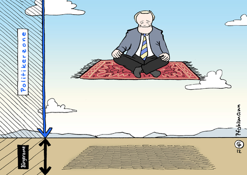 Cartoon: Fliegender Teppich (medium) by Pfohlmann tagged karikatur,color,farbe,2012,deutschland,niebel,fdp,entwicklungshilfeminister,afghanistan,teppich,affäre,fliegender,bodenzone,politikerzone,boden,basis,abgehoben,abheben,vorteil,vorteilsnahme,jet,zoll,steuer,2012,deutschland,niebel,fdp,teppich