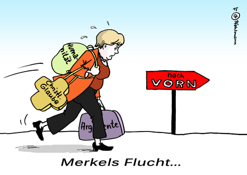 Cartoon: Flucht nach vorn (medium) by Pfohlmann tagged karikatur,cartoon,2015,color,farbe,deutschland,cdu,parteitag,merkel,bundeskanlzlerin,flucht,flüchtlinge,flüchtlingskrise,leitantrag,nach,vorn,argumente,christentum,christlich,partei,humanität,karikatur,cartoon,2015,color,farbe,deutschland,cdu,parteitag,merkel,bundeskanlzlerin,flucht,flüchtlinge,flüchtlingskrise,leitantrag,nach,vorn,argumente,christentum,christlich,partei,humanität