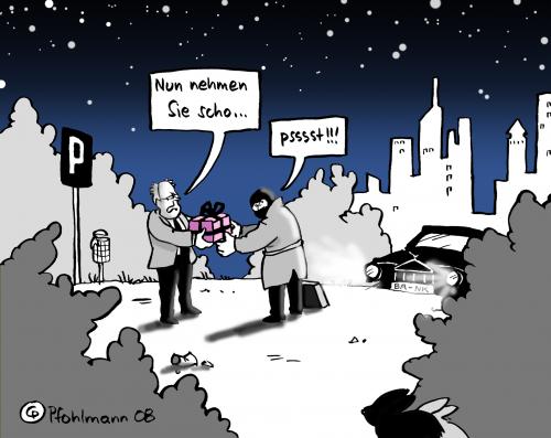 Cartoon: Geldübergabe (medium) by Pfohlmann tagged finanzkrise,bankenkrise,hilfspaket,finanzminister,steinbrück,peer,geld,geldübergabe,rettungspaket,milliardenpaket,rettungspaket,finanzwirtschaft,milliarden,volker kauder,ackermann,banken,bank,finanzkrise,finanzierung,geld,wirtschaft,wirtschaftskrise,pleite,bankrott,steuergelder,steuer,steuerzahler,peer steinbrück,geldübergabe,bankenkrise,hilfspaket,volker,kauder,peer,steinbrück