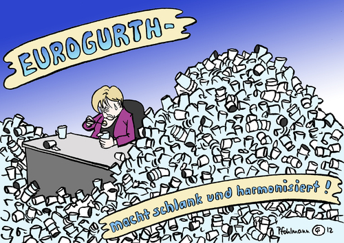 Cartoon: Gesunde Lebensmittel (medium) by Pfohlmann tagged karikatur,color,farbe,2012,deutschland,europa,merkel,bundeskanzlerin,fiskalpakt,joghurt,eurogurth,lebensmittel,versprechen,gesundheit,eu,kommission,werbung,inhalt,joghurtbecher,becher,müll,deutschland,2012,europa,merkel,bundeskanzlerin,fiskalpakt,joghurt