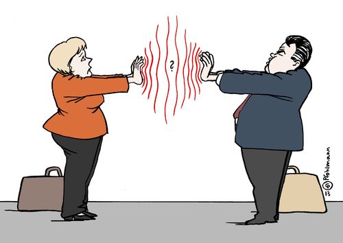 Cartoon: Großes Vorfühlen (medium) by Pfohlmann tagged karikatur,cartoon,color,farbe,2013,deutschland,bundestagswahl,vorfühlen,fühlen,große,koalition,koalitionspartner,spd,merkel,cdu,csu,gabriel,steuersenkung,steuererhöhung,wahlversprechen,kompromiss,abtasten,karikatur,cartoon,color,farbe,2013,deutschland,bundestagswahl,vorfühlen,fühlen,große,koalition,koalitionspartner,spd,merkel,cdu,csu,gabriel,steuersenkung,steuererhöhung,wahlversprechen,kompromiss,abtasten