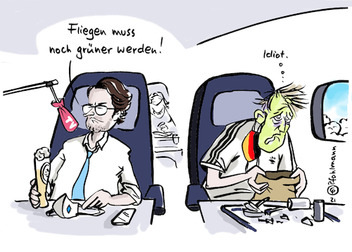 Cartoon: Grüner Fliegen (medium) by Pfohlmann tagged scheuer,csu,verkehrsminister,fliegen,flugzeug,klima,umwelt,klimaschutz,treibstoff,em,übelkeit,scheuer,csu,verkehrsminister,fliegen,flugzeug,klima,umwelt,klimaschutz,treibstoff,em,übelkeit