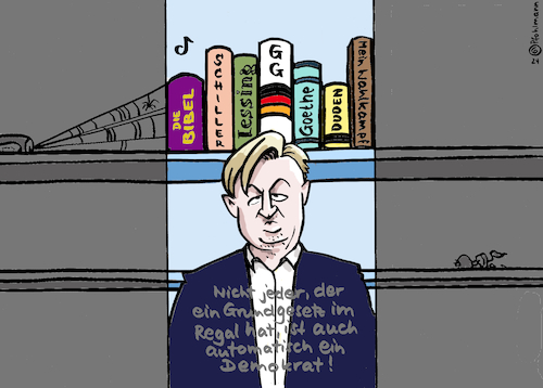 Cartoon: Grundgesetz Krah (medium) by Pfohlmann tagged grundgesetz,verfassung,rechtsstaat,demokratie,afd,krah,europawahl,geschichte,ns,nationalsozialismus,ss,verharmlosung,kandidatur,tiktok,social,media,tik,tok,lektüre,bücher,bücherregal,rechts,rechtsextremismus,internet,plattform,wahlkampf,medien,grundgesetz,verfassung,rechtsstaat,demokratie,afd,krah,europawahl,geschichte,ns,nationalsozialismus,ss,verharmlosung,kandidatur,tiktok,social,media,tik,tok,lektüre,bücher,bücherregal,rechts,rechtsextremismus,internet,plattform,wahlkampf,medien