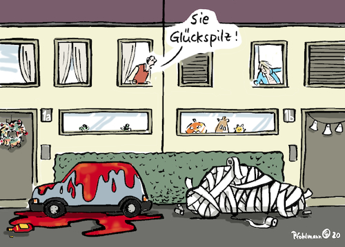 Cartoon: Halloween-Glück (medium) by Pfohlmann tagged 2020,deutschland,coronakrise,corona,klopapier,toilettenpapier,hamstern,halloween,streich,prank,2020,deutschland,coronakrise,corona,klopapier,toilettenpapier,hamstern,halloween,streich,prank