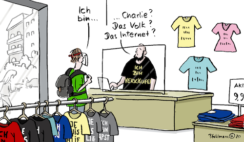 Cartoon: Ich bin ... Je suis ... (medium) by Pfohlmann tagged 2020,je,suis,charlie,hebdo,attentat,solidarität,karikaturen,satire,religion,islamismus,meinungsfreiheit,mohammed,frankreich,prozess,tshirt,querdenken,volk,internet,narzissmus,narzisst,statement,identität,2020,je,suis,charlie,hebdo,attentat,solidarität,karikaturen,satire,religion,islamismus,meinungsfreiheit,mohammed,frankreich,prozess,tshirt,querdenken,volk,internet,narzissmus,narzisst,statement,identität