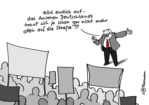 Cartoon: Imageschaden (medium) by Pfohlmann tagged karikatur,cartoon,2015,color,farbe,deutschland,pegida,demonstration,montagsdemonstration,demonstrationen,steinmeier,spd,außenminister,ansehen,ausland,imageschaden,image,schaden,bewegung,islamkritiker,dresden,ausländerfeindlichkeit,angst,ausländer,migranten,migration,immigration,flüchtlinge,übergriffe,gewalt,karikatur,cartoon,2015,color,farbe,deutschland,pegida,demonstration,montagsdemonstration,demonstrationen,steinmeier,spd,außenminister,ansehen,ausland,imageschaden,image,schaden,bewegung,islamkritiker,dresden,ausländerfeindlichkeit,angst,ausländer,migranten,migration,immigration,flüchtlinge,übergriffe,gewalt