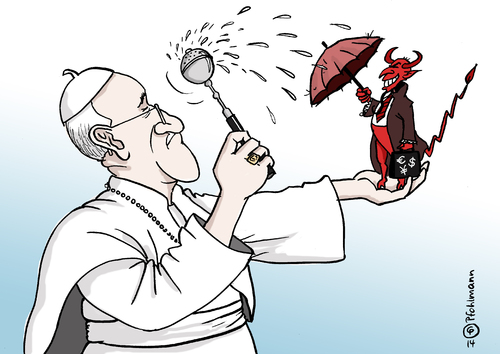 Cartoon: Kapitalteufel (medium) by Pfohlmann tagged karikatur,cartoon,color,farbe,2014,global,kirche,papst,franziskus,katholizismus,katholisch,kapitalismus,wachstum,wettbewerb,profit,materialismus,weihwasser,teufel,bekämpfung,kritik,asienreise,asien,asienbesuch,predigt,christentum,karikatur,cartoon,color,farbe,2014,global,kirche,papst,franziskus,katholizismus,katholisch,kapitalismus,wachstum,wettbewerb,profit,materialismus,weihwasser,teufel,bekämpfung,kritik,asienreise,asien,asienbesuch,predigt,christentum