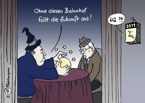 Cartoon: Keine Zukunft (medium) by Pfohlmann tagged stuttgart,21,bahnhof,hauptbahnhof,mappus,baden,württemberg,cdu,ministerpräsident,zukunft,glaskugel,vorhersage,kalender,stuttgart 21,bahnhof,hauptbahnhof,mappus,cdu,ministerpräsident,zukunft,vorhersage,glaskugel,kalender,stuttgart,21