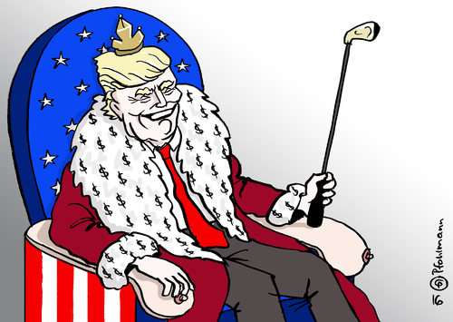 Cartoon: King Donald (medium) by Pfohlmann tagged karikatur,cartoon,2016,color,farbe,global,usa,trump,könig,king,wahl,wahlsieger,wahlsieg,republikaner,golf,golfschläger,golfspieler,brüste,busen,thron,sexist,sexismus,karikatur,cartoon,2016,color,farbe,global,usa,trump,könig,king,wahl,wahlsieger,wahlsieg,republikaner,golf,golfschläger,golfspieler,brüste,busen,thron,sexist,sexismus