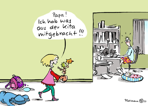 Cartoon: Kita-Mitbringsel (medium) by Pfohlmann tagged 2020,corona,coronavirus,pandemie,kindergarten,kita,infektion,infektionskette,ansteckung,kinder,familie,gesundheit,krankheit,herbst,basteln,angst,covid19,homeoffice,2020,corona,coronavirus,pandemie,kindergarten,kita,infektion,infektionskette,ansteckung,kinder,familie,gesundheit,krankheit,herbst,basteln,angst,covid19,homeoffice