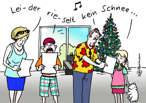 Cartoon: Leider rieselt kein Schnee (medium) by Pfohlmann tagged karikatur,cartoon,2015,color,farbe,deutschland,global,weihnachten,schnee,wärme,wetter,kein,leider,weihnachtslied,familie,weiße,klima,klimawandel,erderwärmung,singen,musik,heilig,abend,karikatur,cartoon,2015,color,farbe,deutschland,global,weihnachten,schnee,wärme,wetter,kein,leider,weihnachtslied,familie,weiße,klima,klimawandel,erderwärmung,singen,musik,heilig,abend