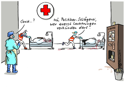 Cartoon: Lockerungs-Schlägerei (medium) by Pfohlmann tagged corona,covid,covid19,klinik,krankenhaus,schlägerei,politiker,pandemie,maßnahmen,lockerungen,parteien,notaufnahme,krankheit,gesundheit,corona,covid,covid19,klinik,krankenhaus,schlägerei,politiker,pandemie,maßnahmen,lockerungen,parteien,notaufnahme,krankheit,gesundheit