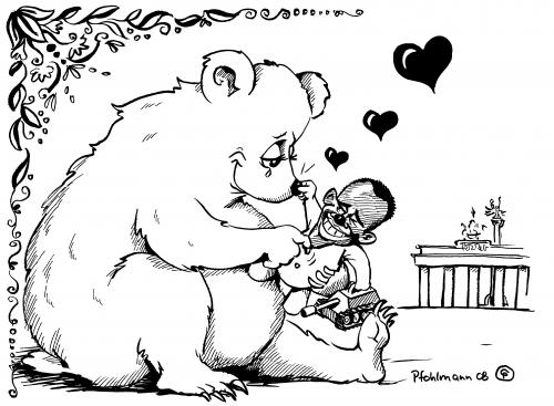 Cartoon: Love Parade (medium) by Pfohlmann tagged obama,berlin,bär,us,wahlkampf,deutschland,besuch,barack obama,präsident,wahl,demokratie,demokrat,liberal,weltpolitik,lächeln,farbig,republikaner,usa,rassismus,liebe,empfang,gast,minderheit,berlin,besuch,polemik,wahlstrategie,bär,deutschland,barack,obama