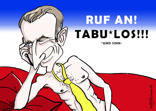 Cartoon: Macron tabulos (medium) by Pfohlmann tagged karikatur,cartoon,color,farbe,2019,frankreich,macron,gelbwesten,proteste,demonstrationen,dialog,bürger,bürgermeister,tabu,tabus,tabulos,sinnlos,krawatte,hotline,ruf,an,elite,präsident,sozialpolitik,vermögenssteuer,bürgerdialog,karikatur,cartoon,color,farbe,2019,frankreich,macron,gelbwesten,proteste,demonstrationen,dialog,bürger,bürgermeister,tabu,tabus,tabulos,sinnlos,krawatte,sex,hotline,ruf,an,elite,präsident,sozialpolitik,vermögenssteuer,bürgerdialog