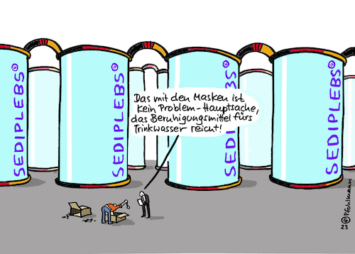 Cartoon: Massensedierung (medium) by Pfohlmann tagged corona,pandemie,vorsorge,katastrophenschutz,vorrat,medikamente,bundesregierung,arznei,masken,lager,schutzmasken,mundschutz,medizin,corona,pandemie,vorsorge,katastrophenschutz,vorrat,medikamente,bundesregierung,arznei,masken,lager,schutzmasken,mundschutz,medizin