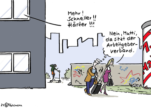 Cartoon: mehr schneller härter (medium) by Pfohlmann tagged arbeitgeber,arbeit,arbeitszeit,überstunden,ausbeutung,hardcore,mutter,großstadt,rotlichtviertel,bordell,puff,tochter,besuch,wirtschaft,arbeitgeber,arbeit,arbeitszeit,überstunden,ausbeutung,hardcore,mutter,großstadt,rotlichtviertel,bordell,puff,tochter,besuch,wirtschaft