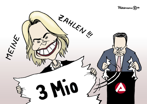 Cartoon: MEINE Zahlen! (medium) by Pfohlmann tagged arbeitslosigkeit,bundesagentur,für,arbeit,agentur,von,der,leyen,arbeitsministerin,weise,arbeitslosenzahlen,arbeitslosenstatistik,arbeitslosigkeit,bundesagentur,leyen,arbeitsministerin,weise,arbeitslosenzahlen,arbeitslosenstatistik,arbeit,job,hartz