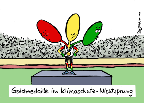 Cartoon: Nichtsprung (medium) by Pfohlmann tagged ampel,ampelkoalition,bundesregierung,klimaziele,klimaschutz,leichtathletik,siegerehrung,goldmedaille,nichtsprung,rot,gelb,grün,siegertreppchen,umwelt,ampel,ampelkoalition,bundesregierung,klimaziele,klimaschutz,leichtathletik,siegerehrung,goldmedaille,nichtsprung,rot,gelb,grün,siegertreppchen,umwelt