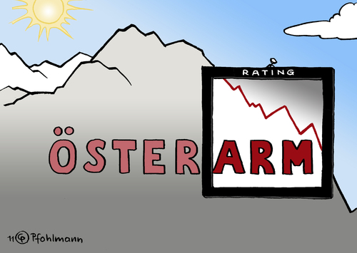 Cartoon: Österarm (medium) by Pfohlmann tagged karikatur,color,farbe,2011,österreich,rating,ratingagentur,eurokrise,schuldenkrise,euro,eu,europa,berge,alpen,kurve,rahmen,österreich,rating,ratingagentur,eurokrise,schuldenkrise,euro,eu,europa,2011,berge,alpen,kurve,rahmen