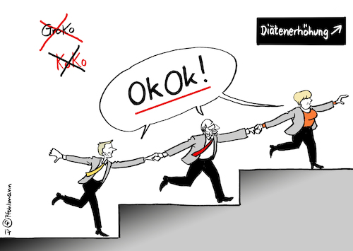 Cartoon: OkOk (medium) by Pfohlmann tagged karikatur,cartoon,color,farbe,2017,deutschland,groko,koko,okok,koalition,große,sondierungen,sondierungsgespräche,diäten,diätenerhöhung,einigkeit,lindner,fdp,schulz,spd,merkel,cdu,bundeskanzlerin,parteien,regierungsbildung,karikatur,cartoon,color,farbe,2017,deutschland,groko,koko,okok,koalition,große,sondierungen,sondierungsgespräche,diäten,diätenerhöhung,einigkeit,lindner,fdp,schulz,spd,merkel,cdu,bundeskanzlerin,parteien,regierungsbildung