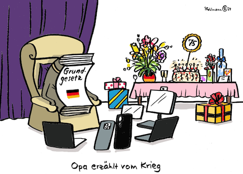 Cartoon: Opa Grundgesetz (medium) by Pfohlmann tagged opa,geburtstag,großvater,grundgesetz,verfassung,krieg,weltkrieg,medien,75,geschichte,vergangenheit,demokratie,nationalsozialismus,ns,opa,geburtstag,großvater,grundgesetz,verfassung,krieg,weltkrieg,medien,75,geschichte,vergangenheit,demokratie,nationalsozialismus,ns